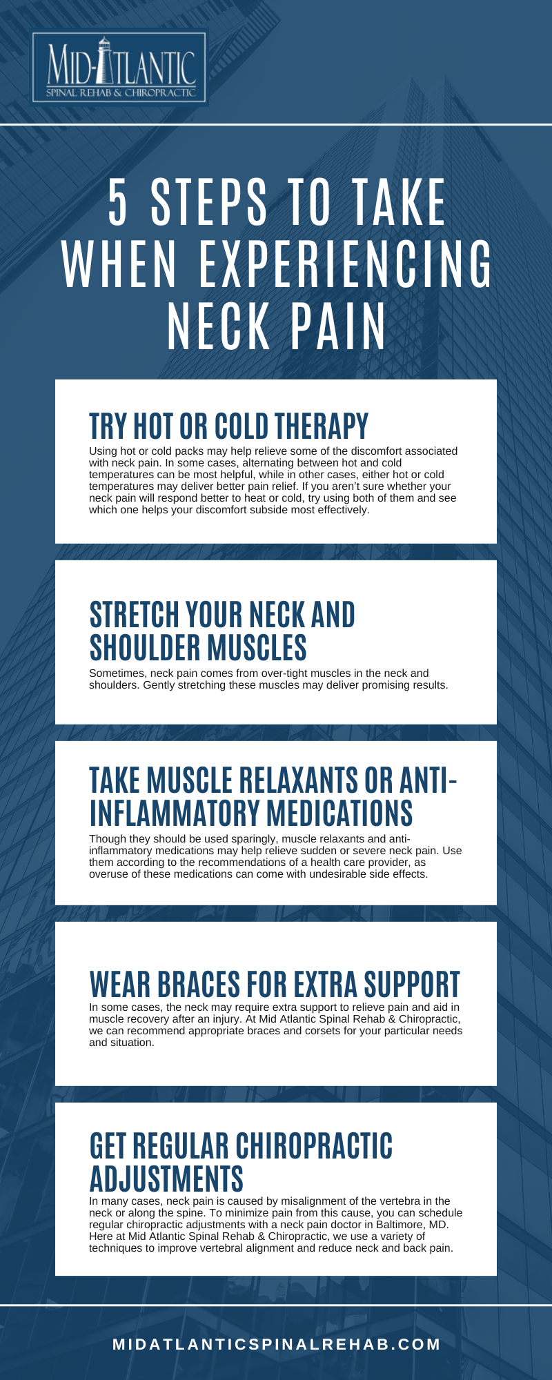 5 Steps To Take When Experiencing Neck Pain Infographic