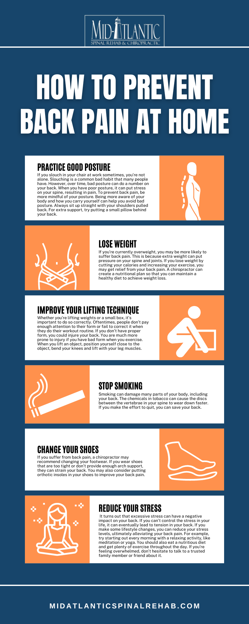 How To Prevent Back Pain At Home Infographic