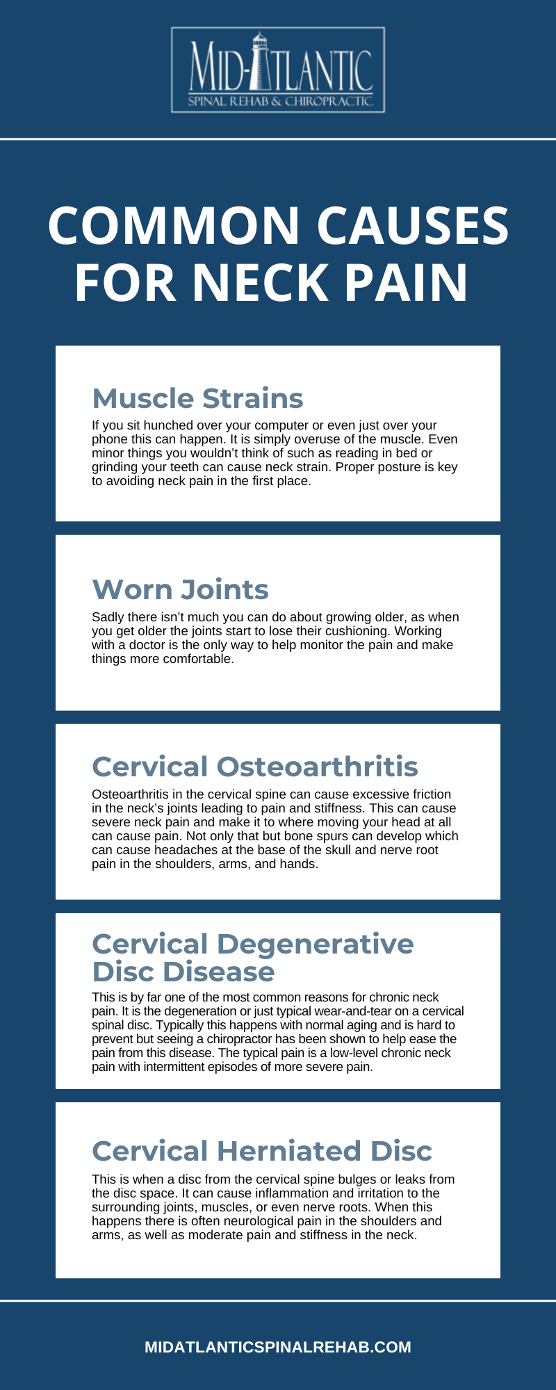 Common Causes for Neck Pain infographic